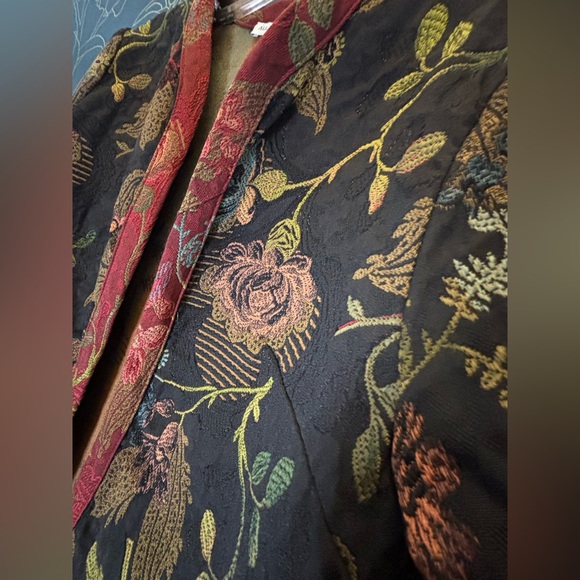 TAPESTRY jacket topper cardigan VINTAGE floral brocade ALL FAITHFUL size large - Picture 6 of 6